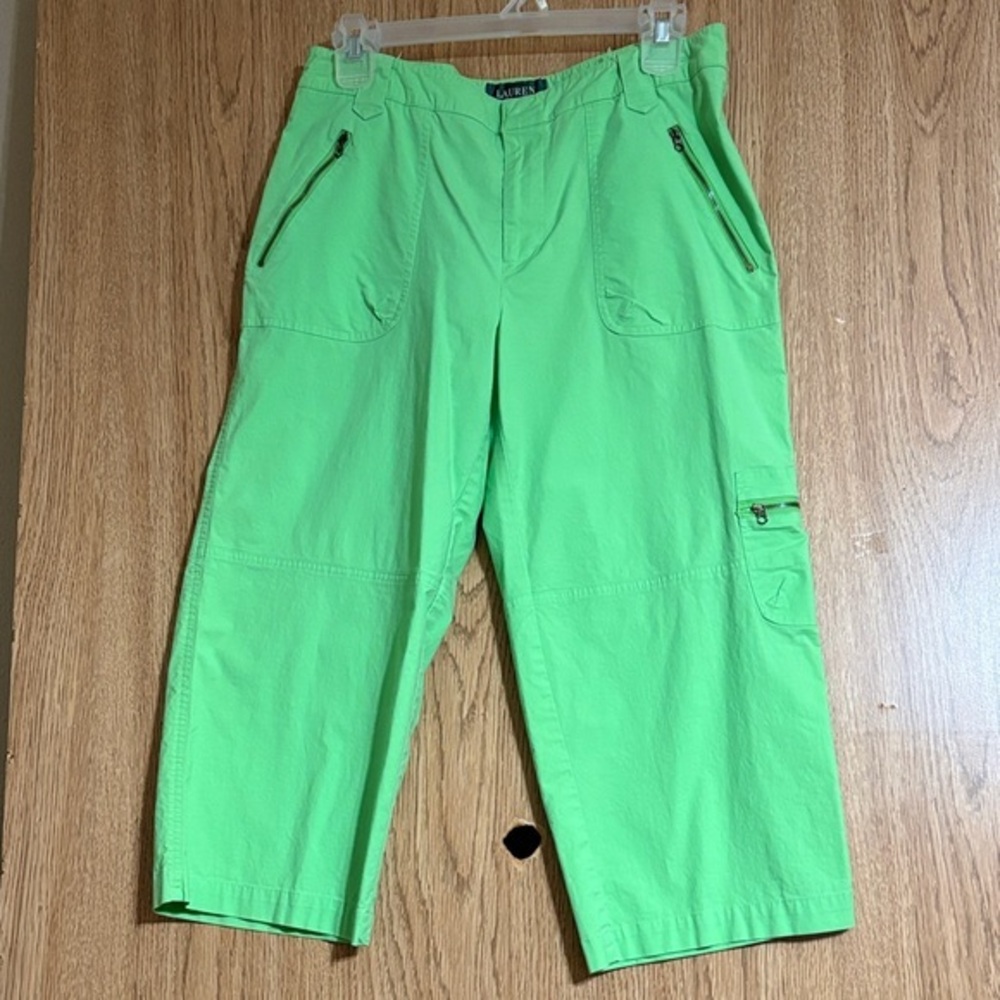 Lauren Ralph Lauren Neon Green Cargo Capri Pants